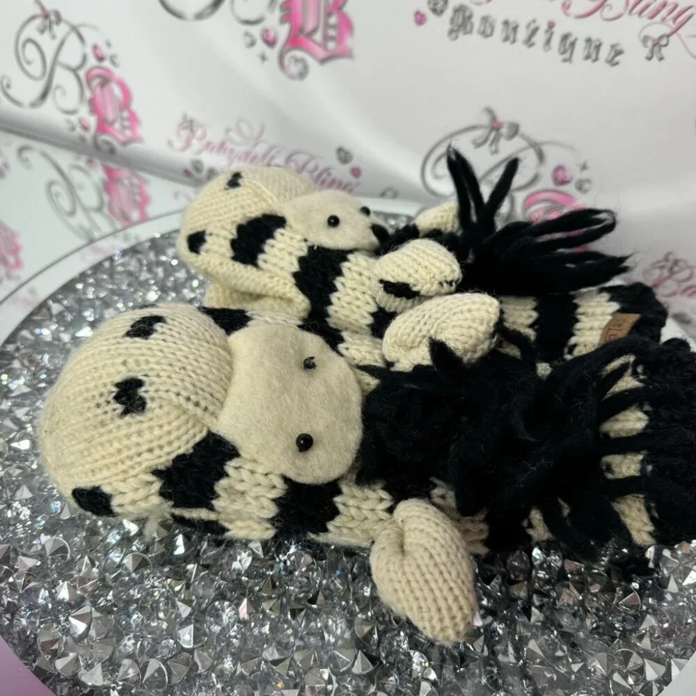 Delux mittens zebra wool thick warm animal puppet style cute winter gloves y2k